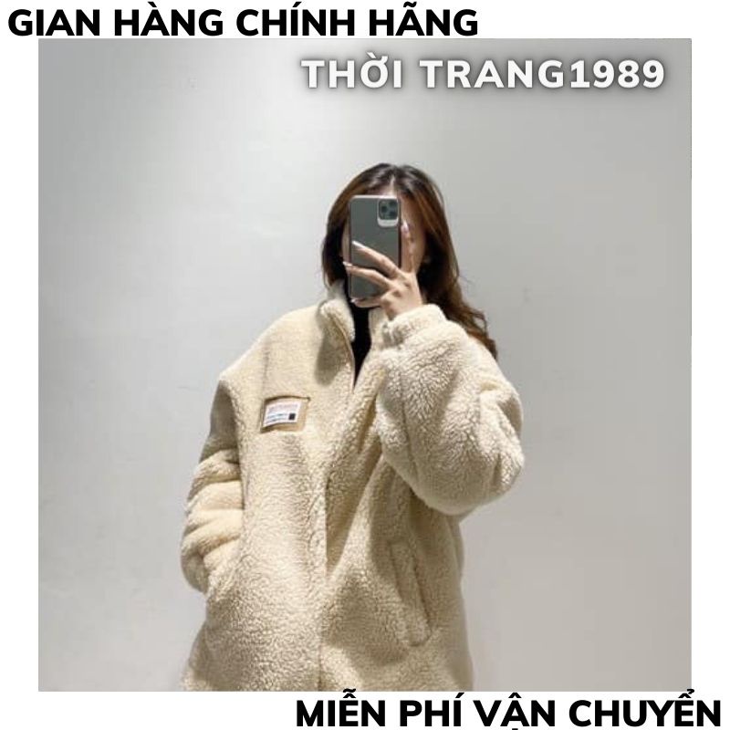 Áo khoác Áo Khoác Lông Cừu PICHI Ulzzang Dạo Phố Phong Cách Cổ Cao- Áo Lông Kéo Khoá Thêu Logo Unisex Hàn Quốc XƯỞNG MAY