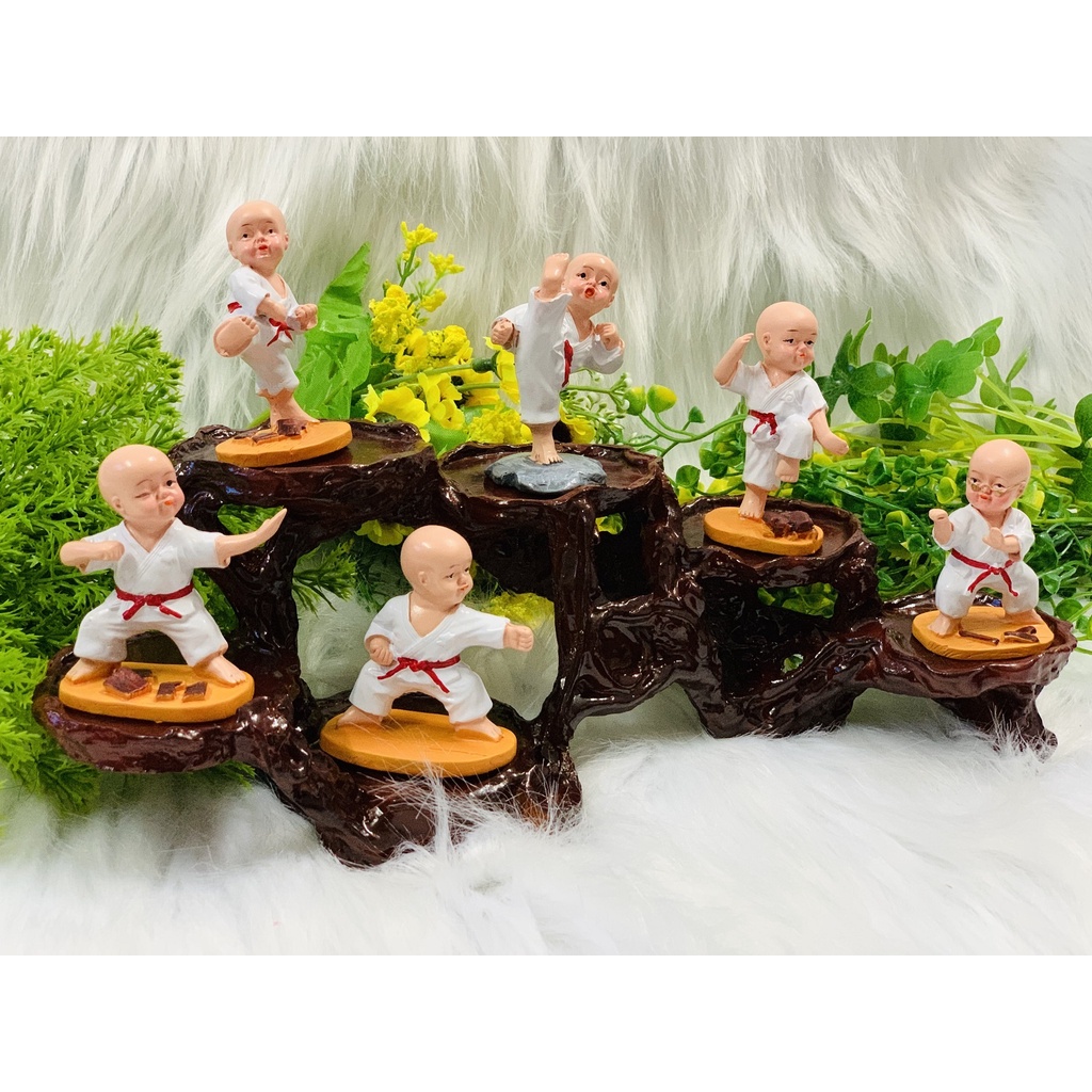 Full Set 6 tượng chú tiểu karate tọa đế 6 chân ( Hình Thật )