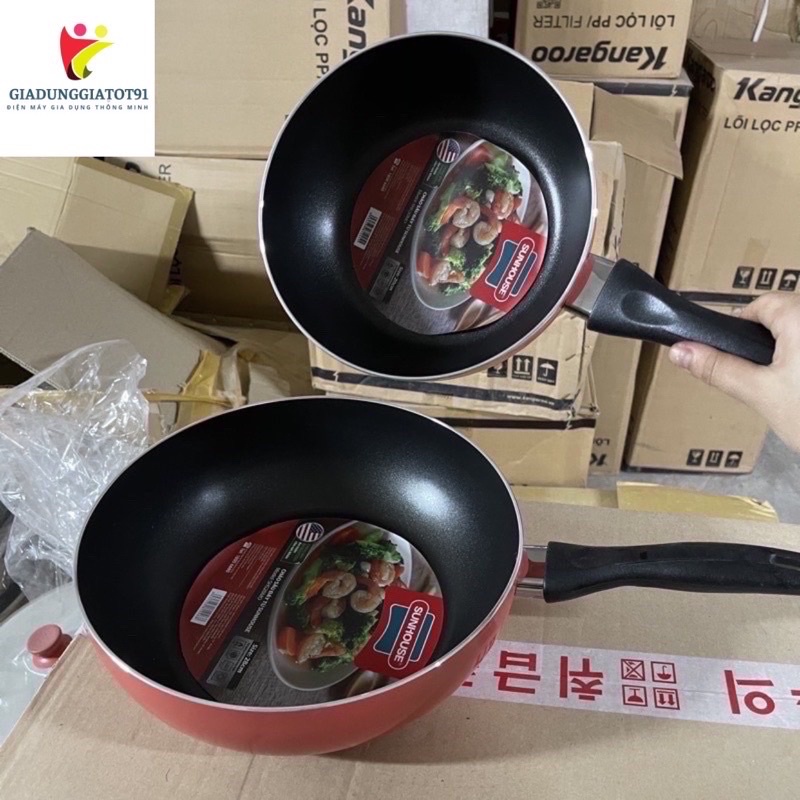 ❤️Chảo Sâu Lòng SUNHOUSE Đáy Từ Size 20-Size28 cm Chiên Xào Nấu Cực Ngon