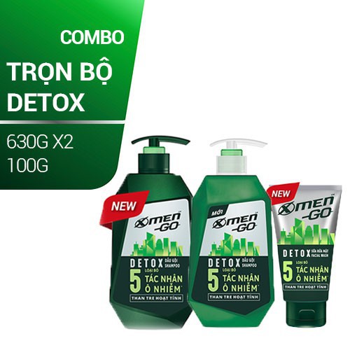 TOP SALE -  Trọn bộ Detox X-Men Go: Dầu Gội X-Men Go 630g + Sữa tắm 630g + Sửa rửa mặt 100g  - Store Hàng Việt