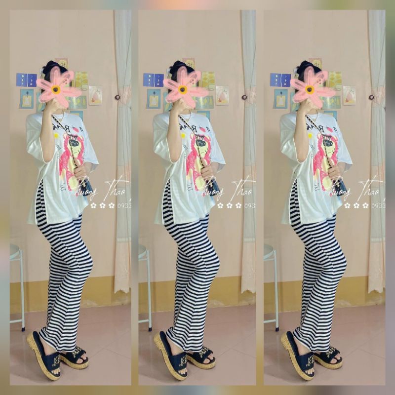 Set bộ quần ống rộng kèm áo thun form rộng freesize Lee store