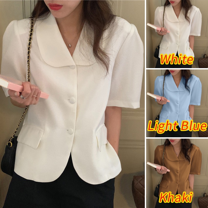 Áo khoác blazer ZANZEA tay lửng màu trơn cài nút đơn giản thời trang Hàn Quốc