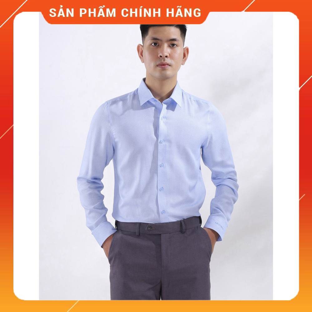 (Thời trang Aristino) Áo sơ mi dài tay Slim Fit Aristino ALS04208 màu xanh dệt chấm to