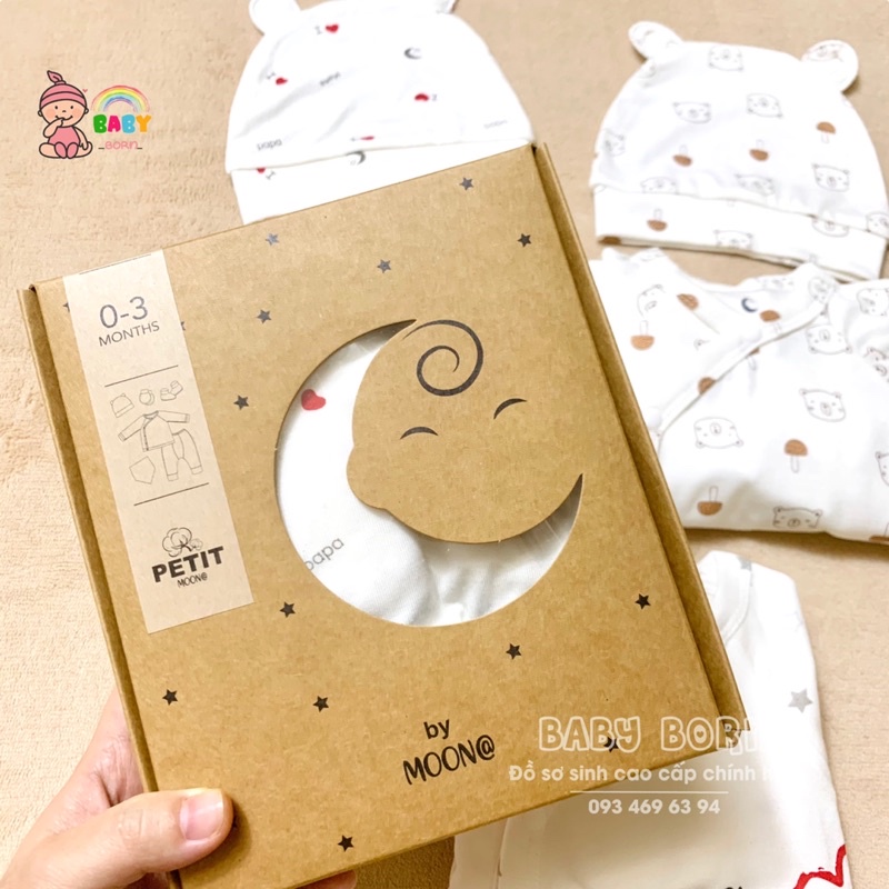 Moon - Set quà tặng sơ sinh Petit hoạ tiết siêu mềm mịn 5 chi tiết (kèm hộp ngoài)