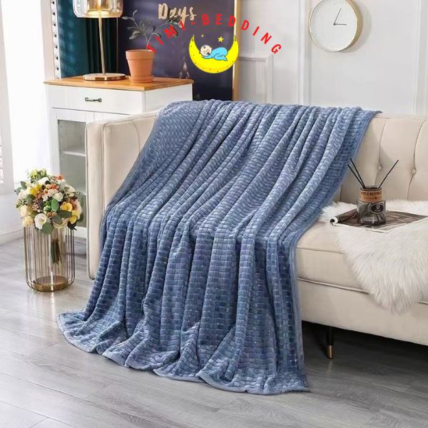 Chăn lông tuyết kẻ hình vuông, tăm cao cấp, mềm mại và ấm áp kích thước 2x2,3m nặng 1,5kg – Timibedding