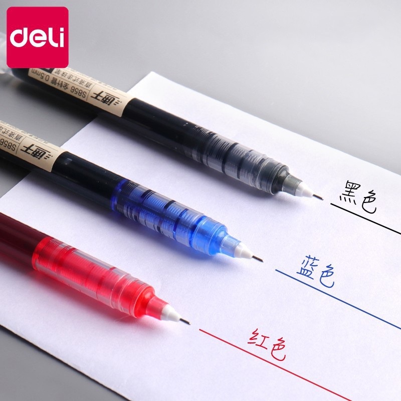 Deli bút gel 0.38mm 0.5mm đen xanh đỏ bút gel viết mực phụ kiện văn phòng phẩm