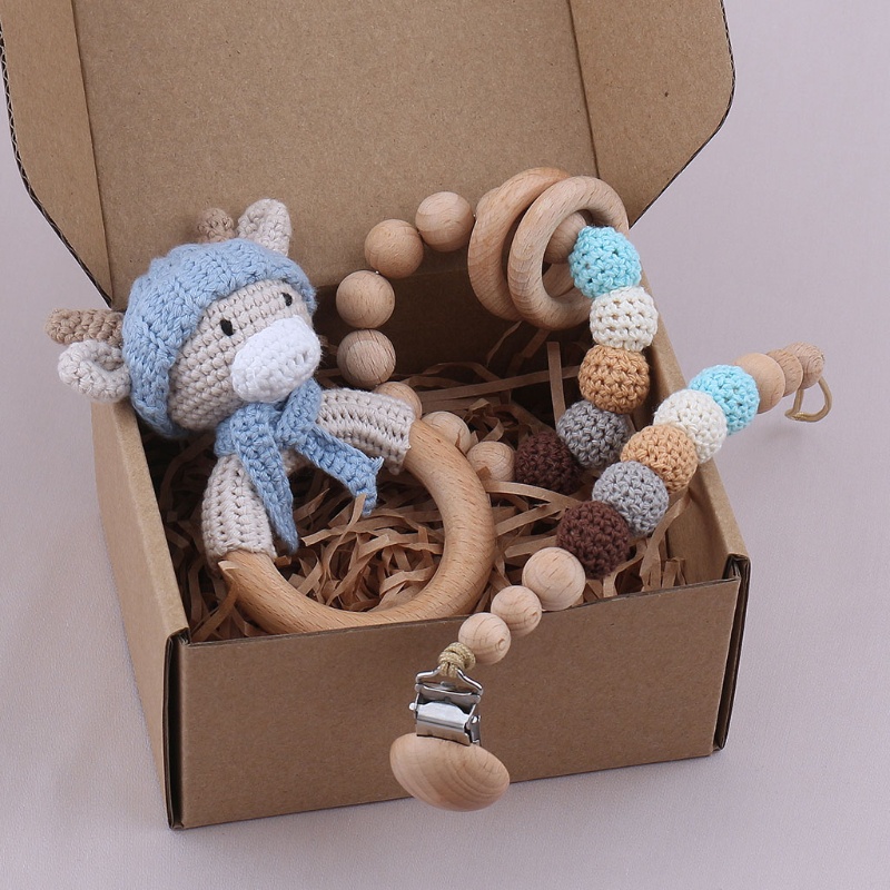 Vòng Lục Lạc Đồ Chơi Handmade Kèm Núm Vú Giả Bình Tĩnh Cho Bé Sơ Sinh