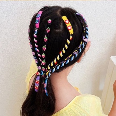 Dây Buộc / Cặp tóc trang trí phối dây xoăn quấn tóc theo lọn, kẹp tóc phối dây hoa/con hình con vật cho bé gái #CẶPTÓC