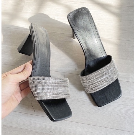 Guốc nữ đính đá sang chảnh gót vuông 7cm hàng loại 1