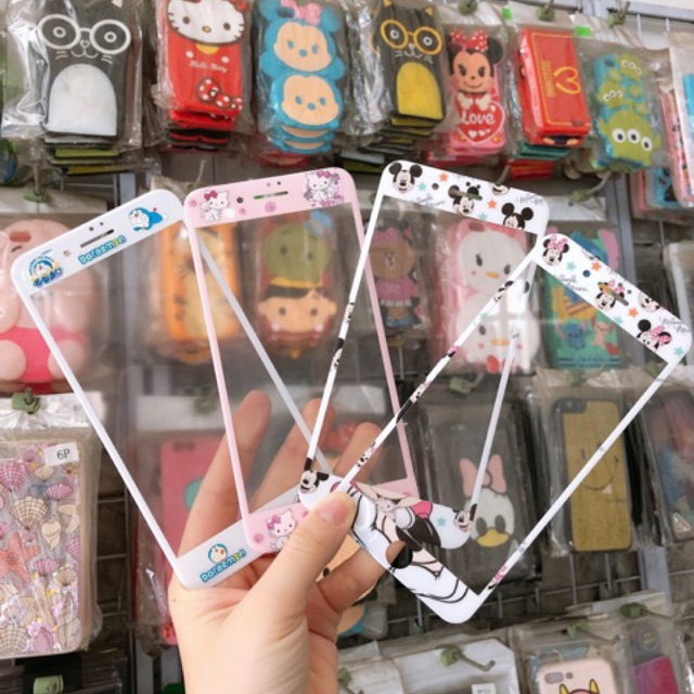 Kính cừơng lực hình cartoon 1 mặt iphone 7 plus/8plus