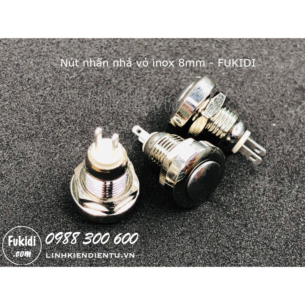 Nút nhấn nhả phi 8mm, vỏ kim inox cao cấp, chống nước IP65, đầu nút hình cầu