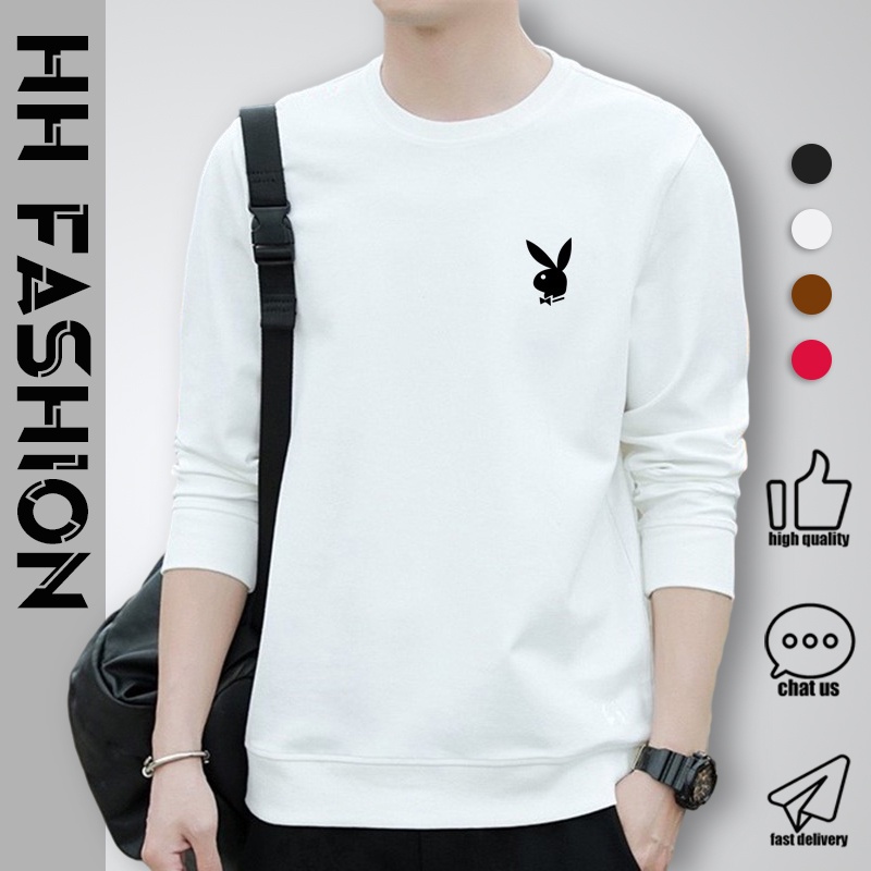 Men Plain Sweatershirt Long Sleeve Round Collar Street Oversize Hoodies Sweater