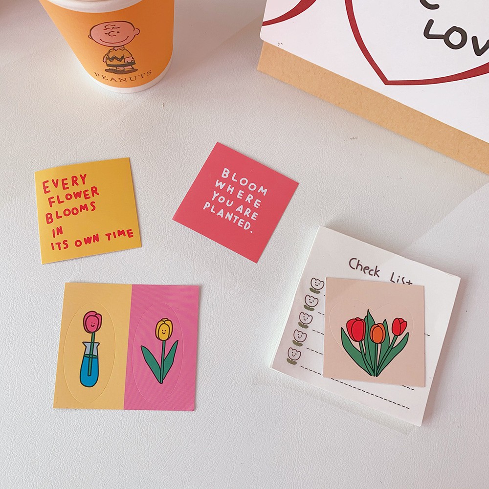 Sticker Dán Trang Trí Set Chủ Đề Hoa Tulip Cute