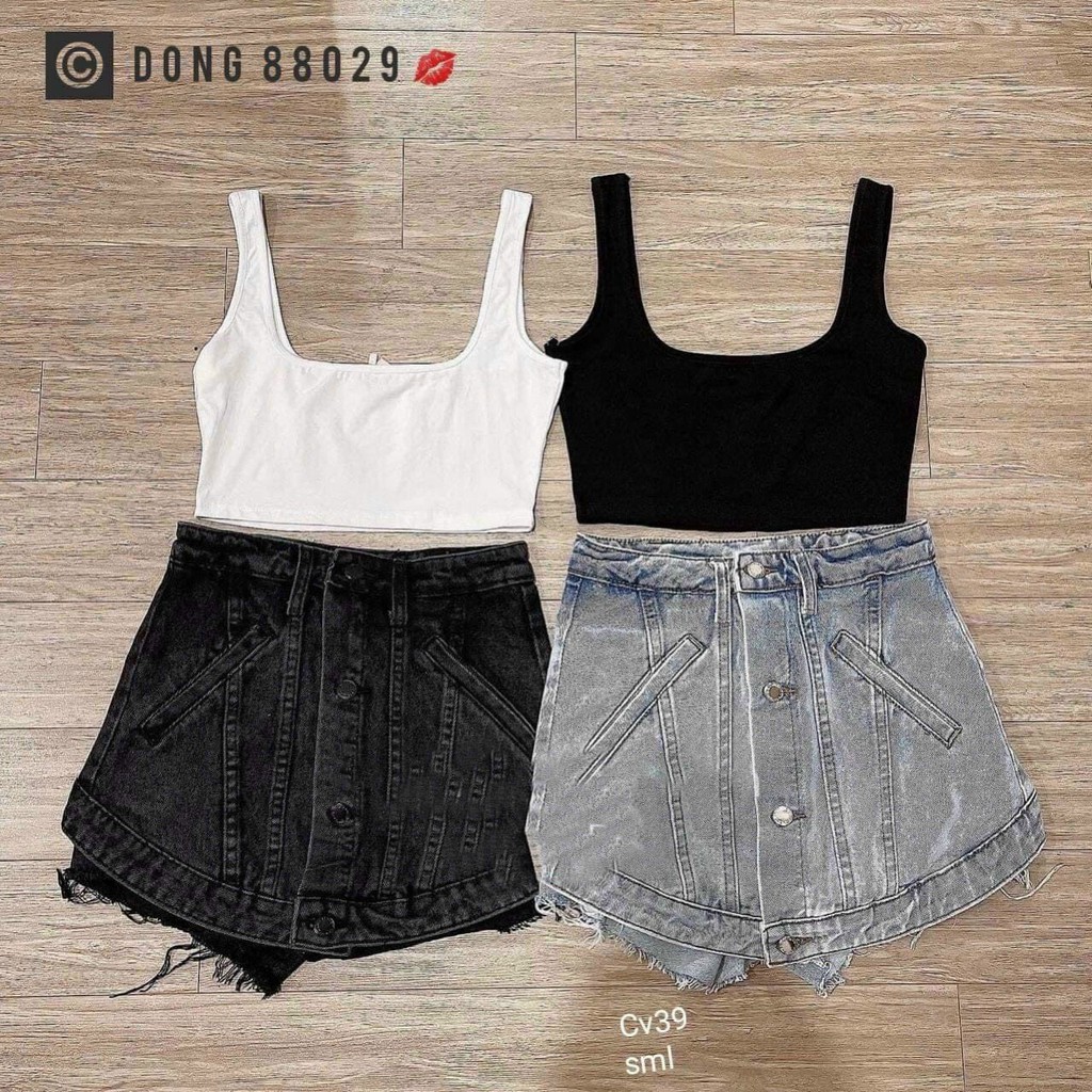 Áo kiểu hai dây cổ vuông trơn croptop cực xinh , chất thun bozip mềm mịn ( ảnh thật )