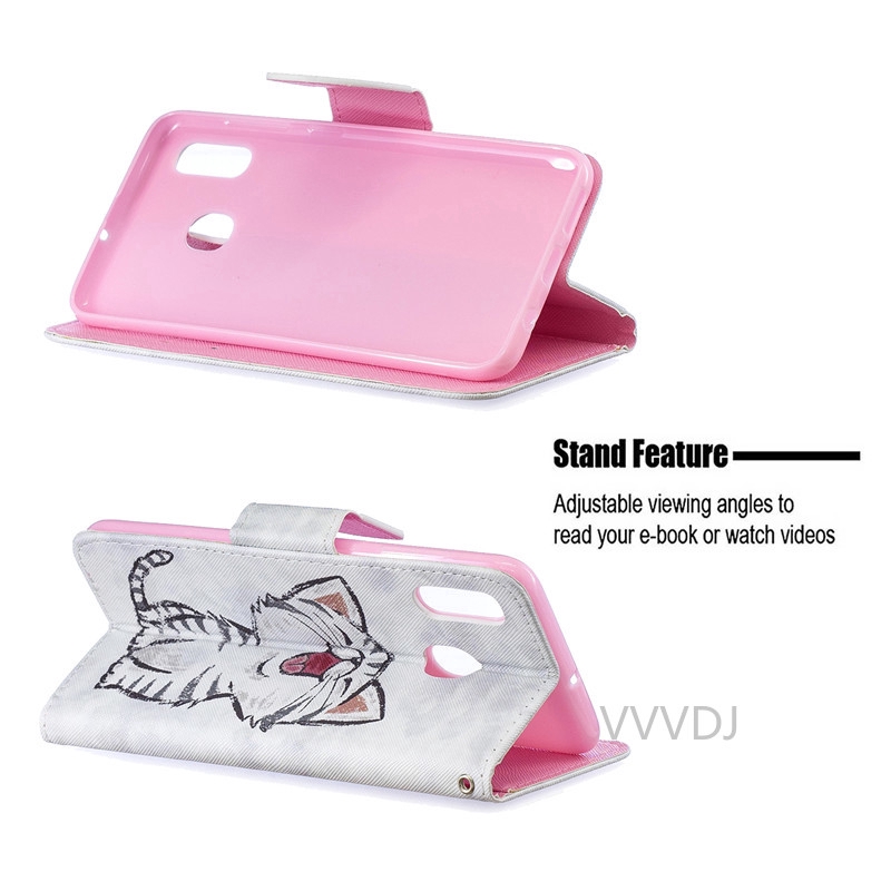 Bao da điện thoại ví gập in hình dễ thương cho Samsung A30 A50 A40 A20 A70 | BigBuy360 - bigbuy360.vn