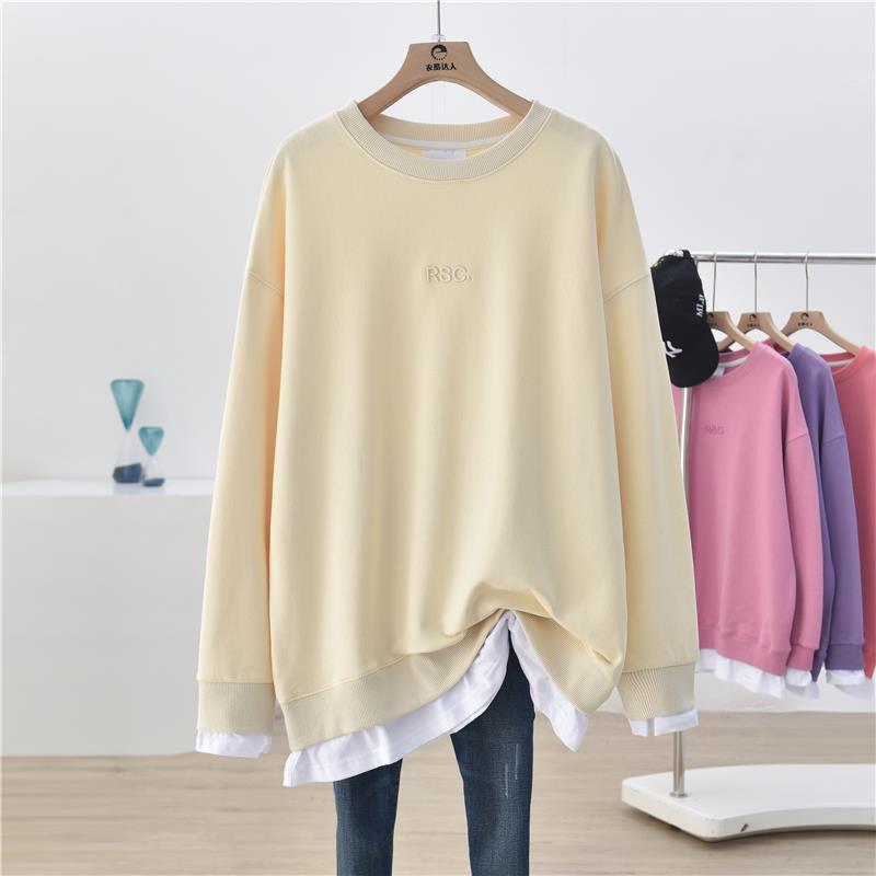 Áo Sweater Dáng Rộng Dài Giả Giả Nhiều Lớp Thiết Kế Đơn Giản Cho Nữ