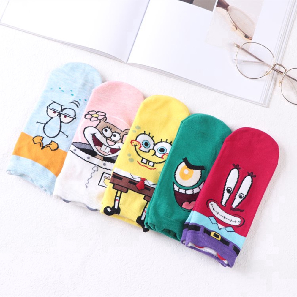 Tất Cotton Cổ Ngắn In Hình Hoạt Hình Dễ Thương