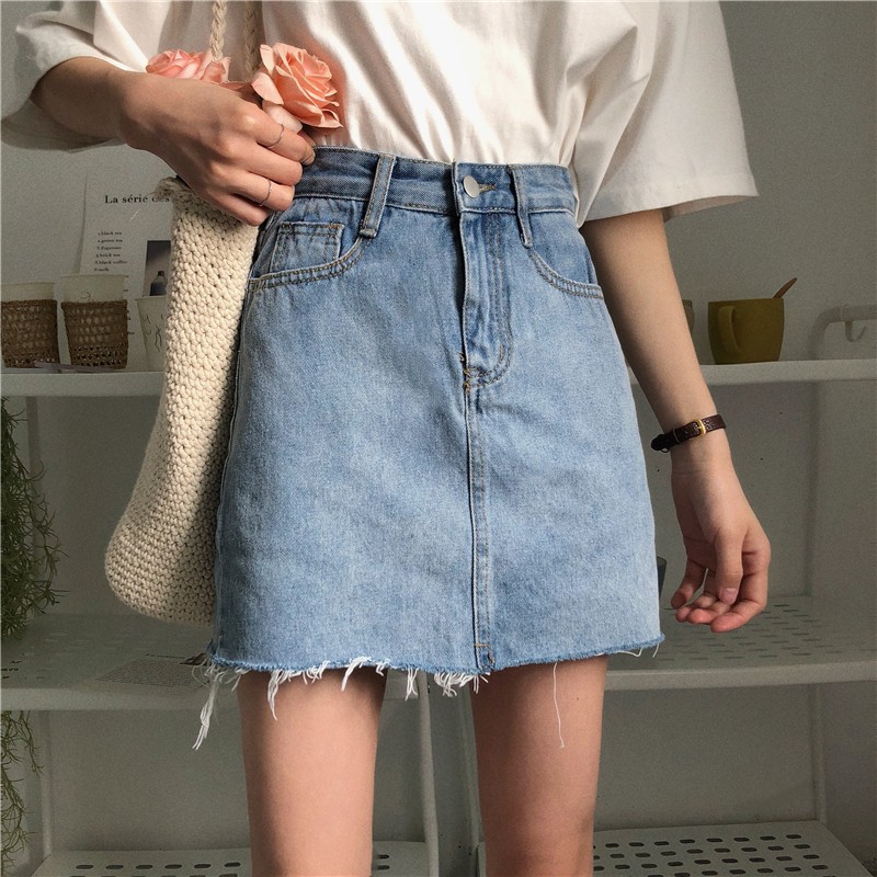 Chân Váy Denim Chữ A Lưng Cao Phong Cách Retro Thời Trang Cho Nữ | BigBuy360 - bigbuy360.vn