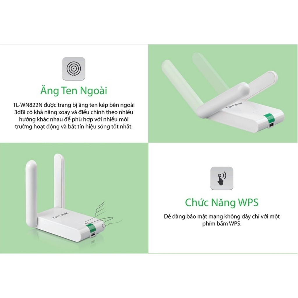 TP-Link N 300Mbps USB kết nối Wi-Fi Độ lợi cao- TL-WN822N - Hàng Chính Hãng | BigBuy360 - bigbuy360.vn