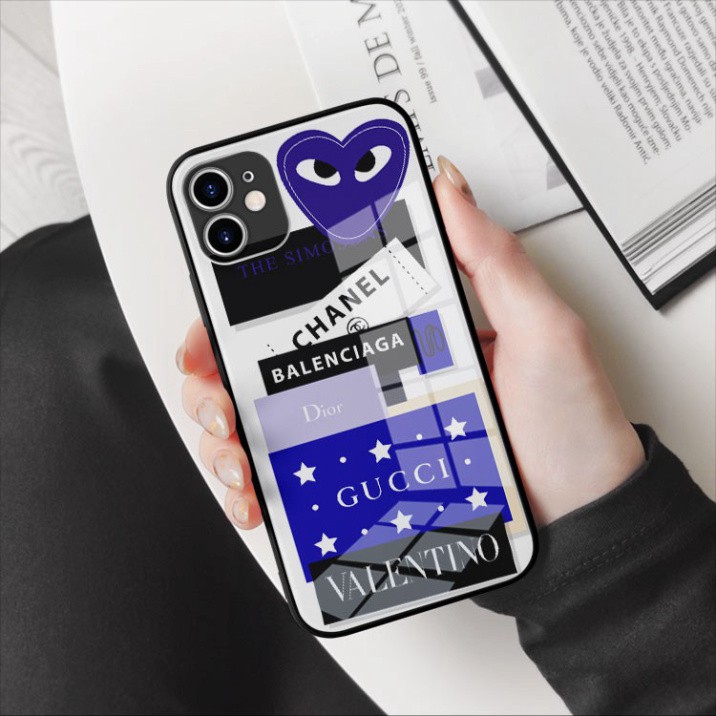 Ốp kính cường lực hình logo Chanel/Balenciaga cao nhã riêng mình Iphone OK-JC20210031