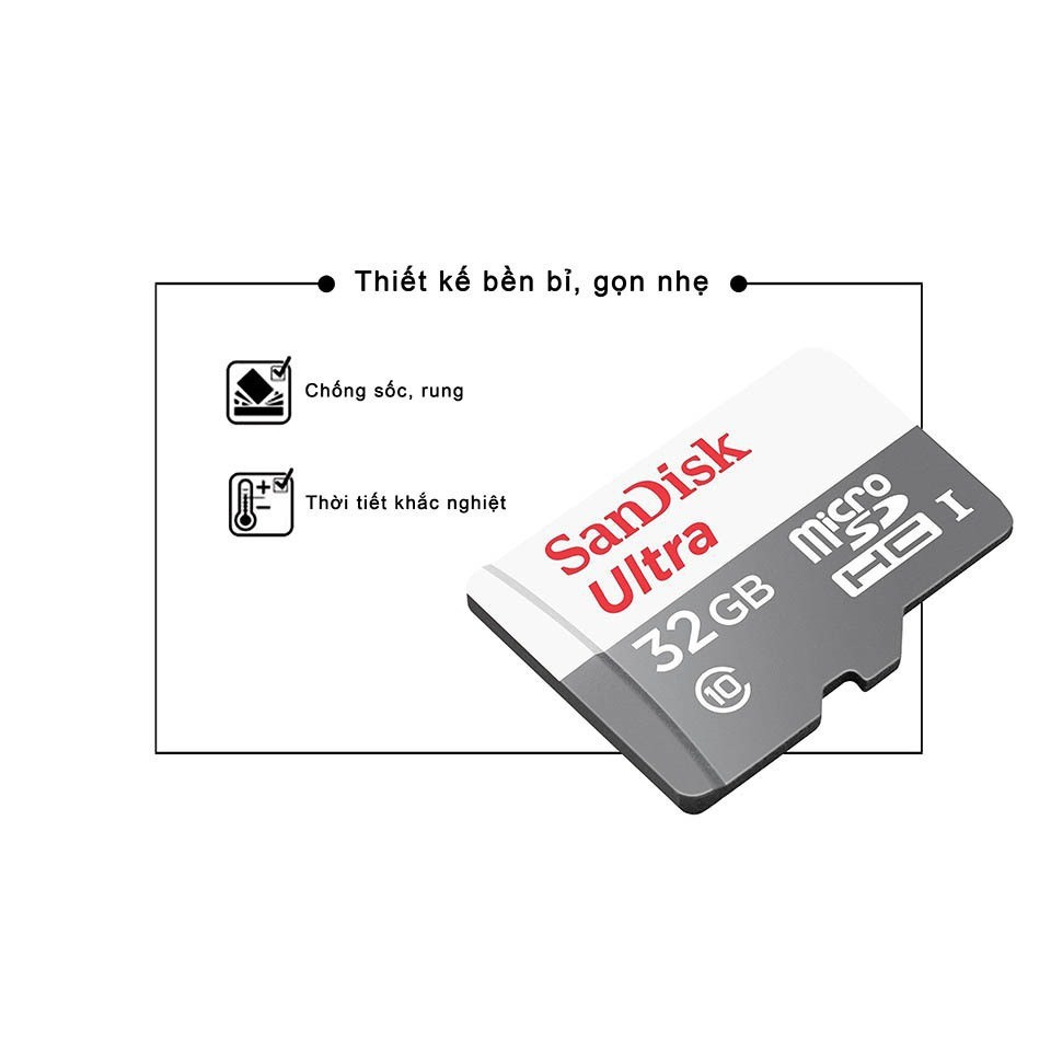 Thẻ nhớ Sandisk 32GB, Sandisk 16GB tốc độ 80MB/s - Thẻ microSDHC chuyên Camera,....| Bảo Hành 5 Năm