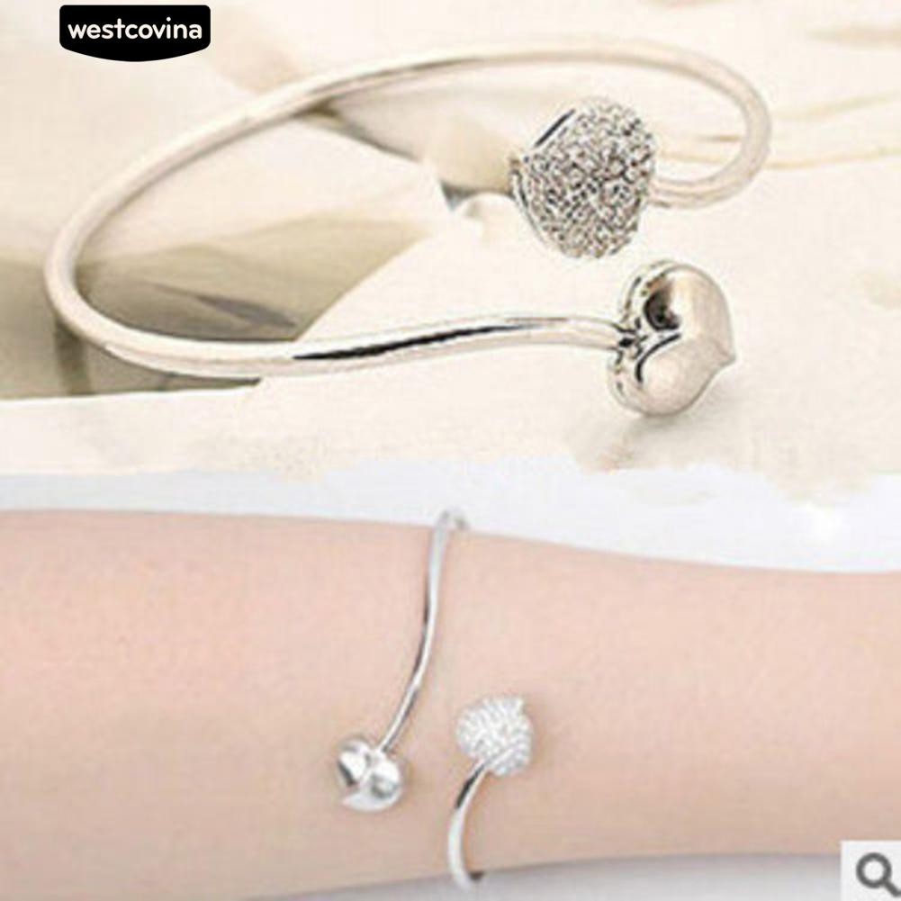 Vòng tay thời trang mạ bạc đính đá hình trái tim sang trọng