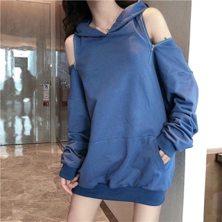 Hoodie zip hở lưng vai Nevermind