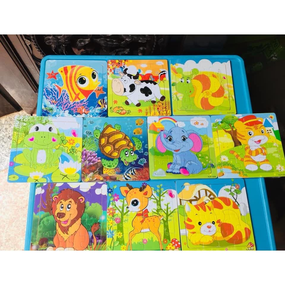 Bộ 12 tranh ghép hình gỗ 16 mảnh( 12 hình khác nhau)