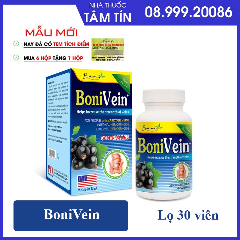 [Tích điểm Mua 6 tặng 1] BONIVEIN nhập khẩu chính hãng -phòng ngừa suy giãn tĩnh mạch, trĩ (Hộp 30 viên)