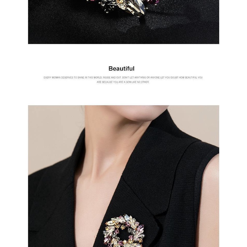 Ghim Cài Áo Hình Hoa Đính Đá Pha Lê Nhân Tạo Phong Cách Thanh Lịch Thời Trang
