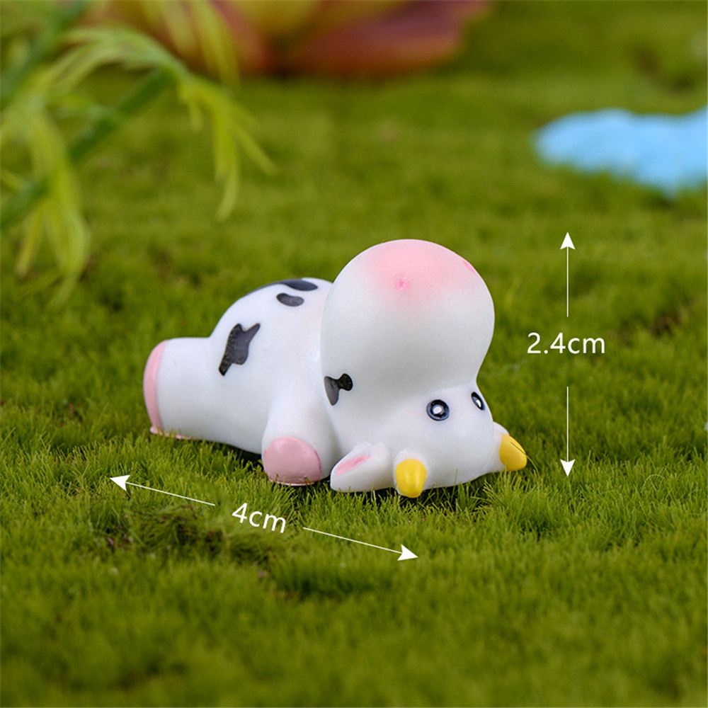 Cod Qipin 1pcs Home Miniature Craft Micro Landscape Lovely Cow Decoration Mini Ornaments Resin Handicraft