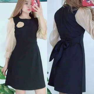Đầm xòe tay phối voan