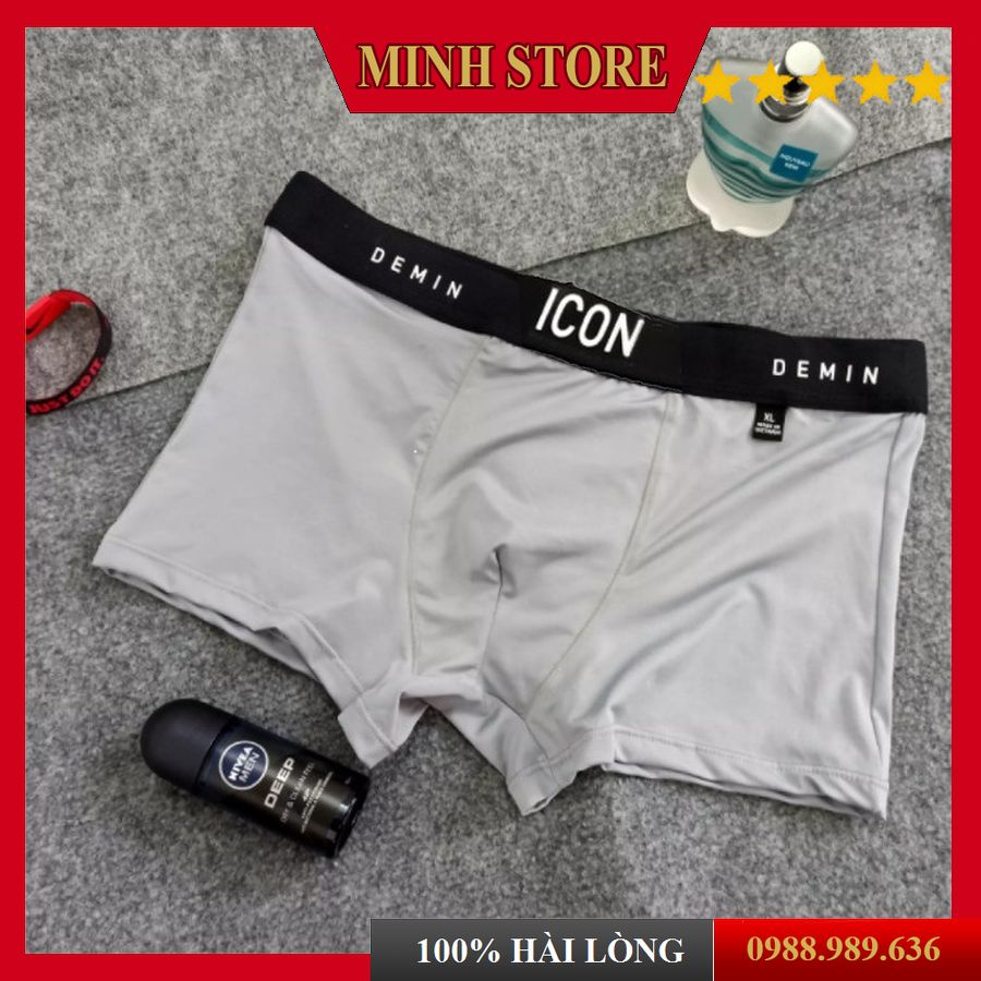 (Tặng móc) Quần Sịp Nam thun lạnh, Quần lót nam Boxer ICON Demin co dãn 4 chiều sexy cao cấp (Che Tên) MINHSTORE