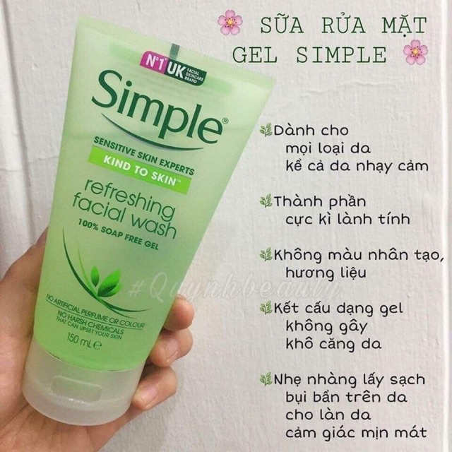 Sữa rửa mặt Simple Refreshing Facial Wash Gel cho Da Nhạy Cảm 150ml