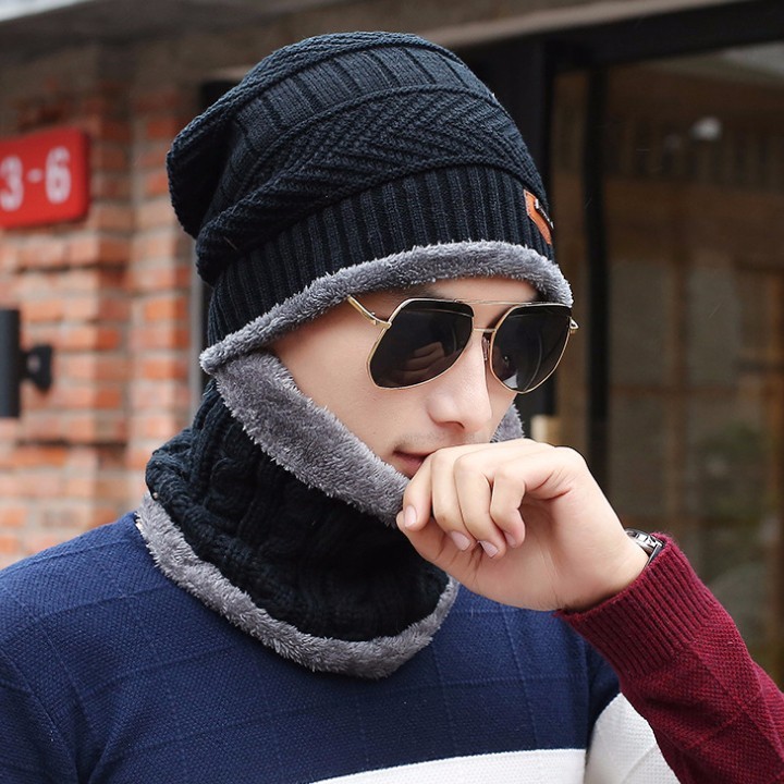 Bộ Mũ Len Kèm Khăn Cho Nam Và Nữ | Mũ Len Nam Nữ Kèm Khăn Quàng Cổ Lót Lông Mẫu Mới