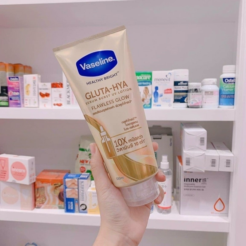 Sữa dưỡng thể trắng da Vaseline Healthy Bright Gluta HYA Serum Burst Lotion 10X Thái Lan 330ml