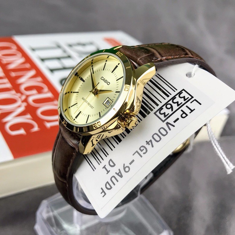 Đồng hồ nữ dây da Casio chính hãng Anh Khuê LTP-V004GL-9AUDF