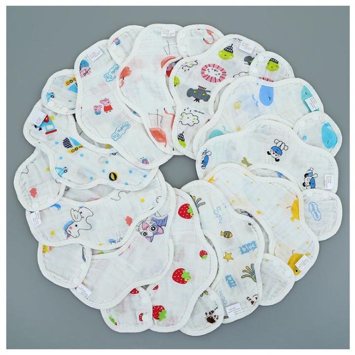 Yếm tròn sợi tre 360 độ 4 lớp có cúc bấm