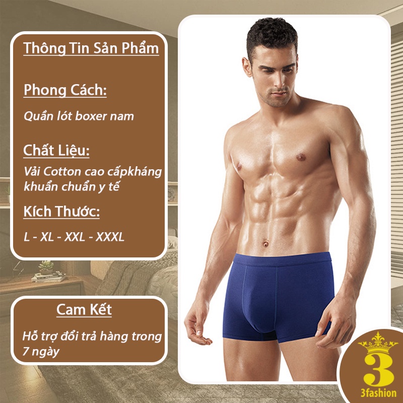 Combo Quần Lót Boxer Nam Vải Cotton Cao Cấp Mềm Mịn Thoáng Khí Kháng Khuẩn Chuẩn Y Tế - MSP L910