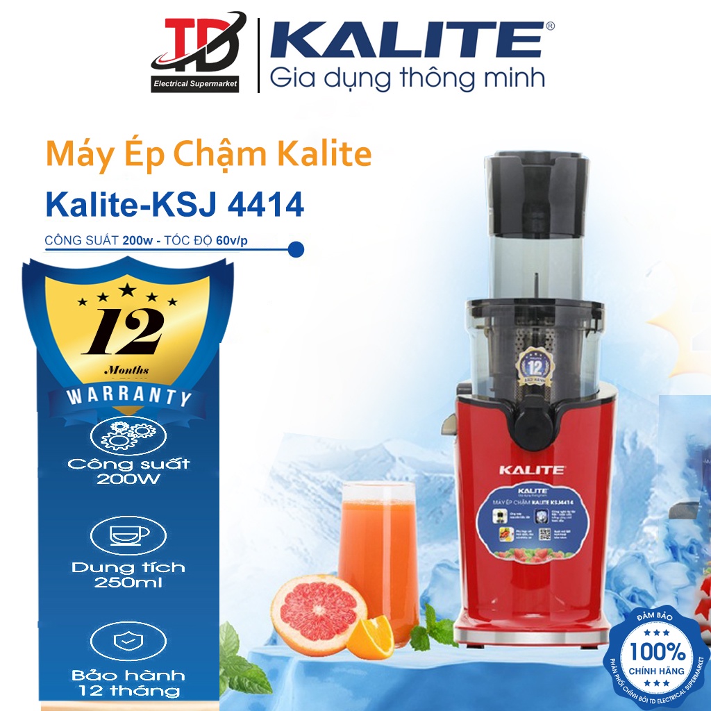 Máy Ép Chậm Kalite KSJ4414 - KSJ4415, Ép Kiệt Bã Rau Củ Quả, Hàng Chính Hãng