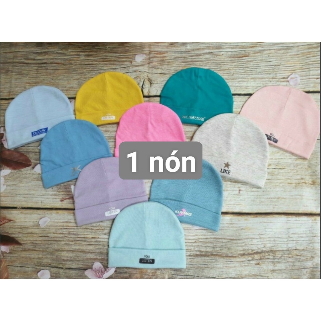 Nón cho bé sơ sinh cotton co giãn thoáng mát
