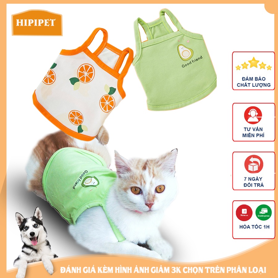 Áo ba lỗ mùa hè cho mèo chó kute chất cotton 3 chiều xịn thời trang hè cho mèo chó-TTC03