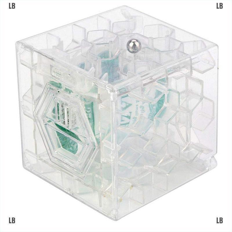 LB*3D Cube puzzle money maze bank saving coin collection case box fun brain game