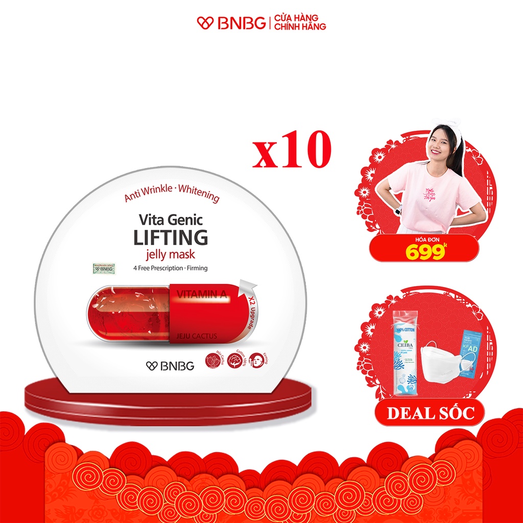 Combo 10 mặt nạ nâng cơ mặt BNBG Vita Genic Lifting Jelly Mask 30mlx10