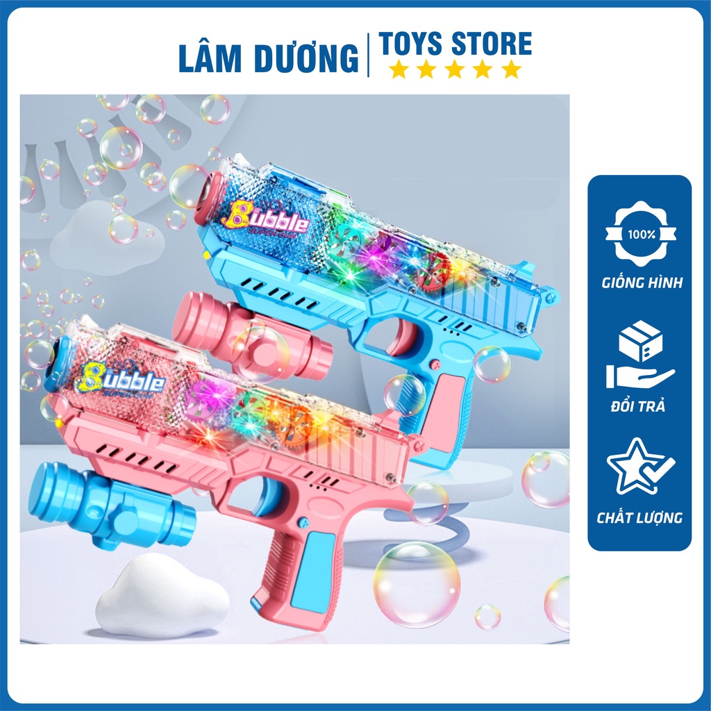 Máy thổi bong bóng pháo hoa, Máy bắn bong bóng có đèn LED kèm nhạc đón tết 2024 LÂM DƯƠNG TOYS