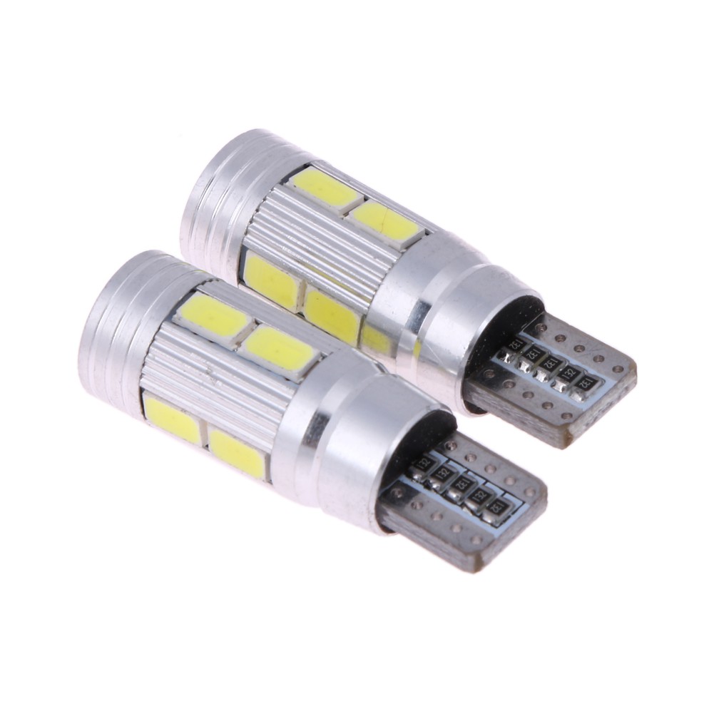Bộ 2 bóng đèn LED T10 5630 10 SMD W5W chiếu ánh sáng trắng cho đuôi xe ô tô