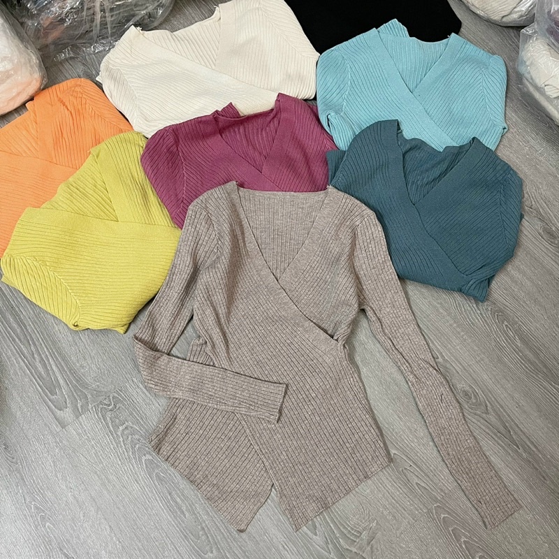 BÁN SỈ ÁO LEN CỔ TIM VẠT CHÉO QC CHO NỮ | BigBuy360 - bigbuy360.vn