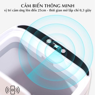thùng rác tự động thông minh , thùng rác cảm ứng , cảm biến , kháng khuẩn , đóng mở 0.3S , dung tích 16L , có đèn led