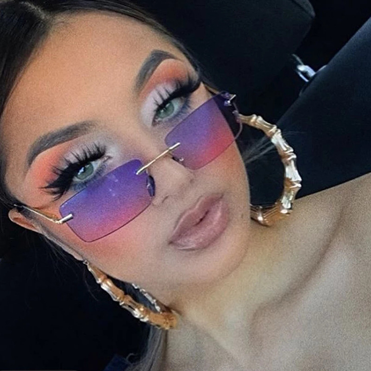 Kính Mát Hình Chữ Nhật Không Gọng Thời Trang Cho Nữ