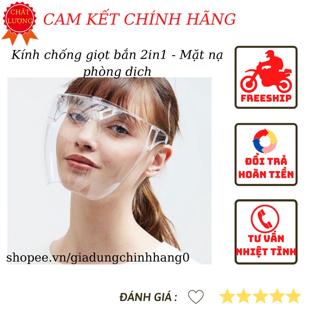 [Loại Daỳ]Kính Chống Giọt Bắn, Kính Bảo Hộ Chống Bụi Đi Đường,Kính chống giọt bắn 2in1 Mặt nạ phòng dịch loại trong suốt